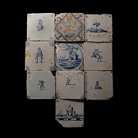 Post Medieval Dutch Glazed Ceramic Tile Group