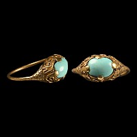 Medieval Period Gold Ring with Turquoise Cabochon