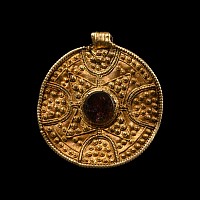 Early Saxon Gold Disc Pendant of Possibly Christian Design