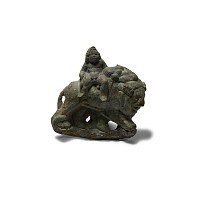 Roman Bronze Plaque with Eros on Lion