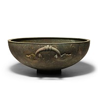 Large Roman Bronze Bowl with Handle