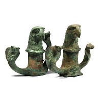Roman Bronze Chariot Mount Pair with Eagle and Cobras