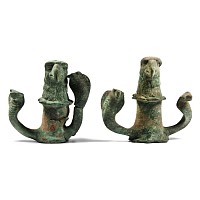 Roman Bronze Chariot Mount Pair with Eagle and Cobras