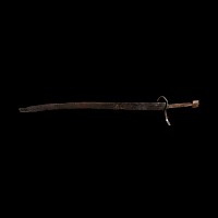Medieval Iron Schiavonesca Type Sword with Latten Inlaid Crosses