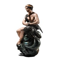 Painted Hardwood Statue of Leda and the Swan