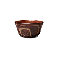 Pre-Columbian Nazca Painted Ceramic Bowl with Anthropomorphic Feline