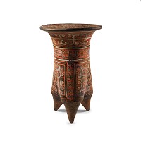 Chinese Xiajiadian Painted Terracotta Tripod Li Vessel