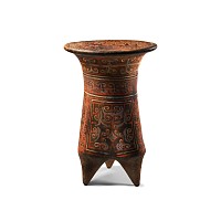 Chinese Xiajiadian Painted Terracotta Tripod Li Vessel