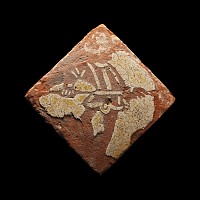 Medieval Glazed Ceramic Tile With Standing Figure with a Spear