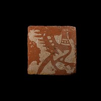 Medieval English Glazed Ceramic Tile With a Dove