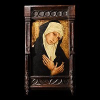 Medieval Oil Painting of Sorrowful Virgin