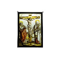 Medieval Stained Glass Panel with The Crucifixion
