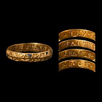 Post Medieval Gold 'Thy Faith Favls Not' Decorated Posy Ring