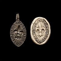 Medieval 'Thames' Pewter 'MATILDIS FIL WALTER GRAFAGIS' Seal Matrix