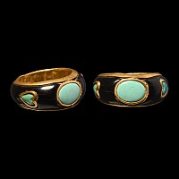 Bactrian Gold Love Ring with Turquoise Hearts