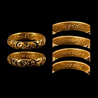 Post Medieval Gold Memento Mori Ring with Inscribed Posy 'In God Alone Wee Two Are One'