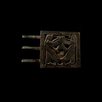 Neo-Assyrian Bronze Two-Piece Belt Buckle with Winged Genii