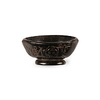 Byzantine Polished Black Stone Dish with Bust of an Emperor