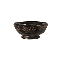 Byzantine Polished Black Stone Dish with Bust of an Emperor