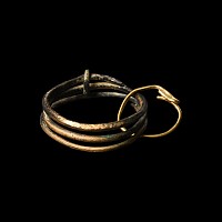 European Bronze Age Finger Ring with Attached Gold Earring