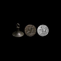 Large Medieval Bronze Seal Matrix with Scene Showing Robed Figures