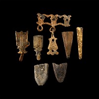 Medieval to Post Medieval 'Thames' Bronze Sword Hanger and Chape Group