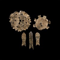 Post Medieval 'Thames' Lead Whirligig and Toy Fish Group