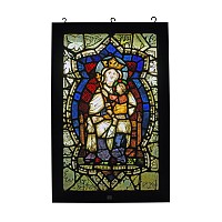 Medieval Stained Glass Panel with The Virgin and Child
