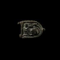 Byzantine Bronze Buckle Plate with Man and Beast