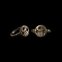 Merovingian Bronze Ring with Stylised Beast Facing Back