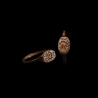 Medieval Bronze Ring with Standing Knight