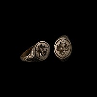Tudor Period Bronze Ring with Birds on Nest