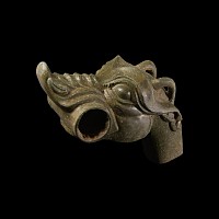 Chinese Han Style Bronze Dragon's Head Finial