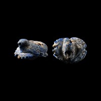 Egyptian Falcon-Headed Lapis Lazuli Scaraboid