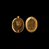 Egyptian Gold Mounted Hardstone Scarab