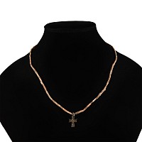 Byzantine Bronze Cross Pendant with Bead Necklace