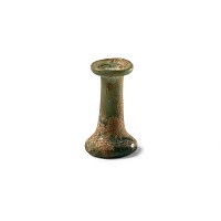 Roman Green Glass Cotton Reel Type Unguentarium