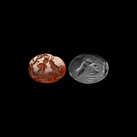 Roman Carnelian Gemstone with Pan Combat Scene