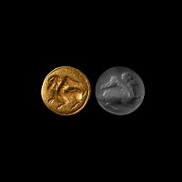 Archaic Greek Gold Intaglio with Mythical Creature