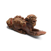 Chinese Qing Wooden Lion Dog