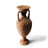 Greek Terracotta Amphora with Palmettes and Standing Figure