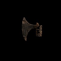 Medieval Pewter Axe-Shaped Pilgrim's Badge with Heraldic Shield