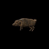 Medieval Bifacial Bronze Pig Amulet