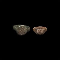 Byzantine Silver and Bronze Rings with Chi Rho Symbols