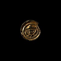 Anglo-Saxon Gilt Bronze Button Brooch with Helmetted Warrior