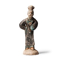 Chinese Qing Glazed Ceramic Female Attendant