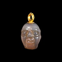 Western Asiatic Chalcedony Head with Gold Loop