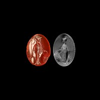 Roman Carnelian Gemstone Intaglio with Standing Minerva