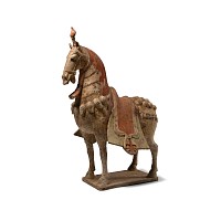 Chinese Northern Qi Ceramic Caparisoned Horse