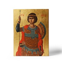 Gilt Painted Wooden Icon of Saint George